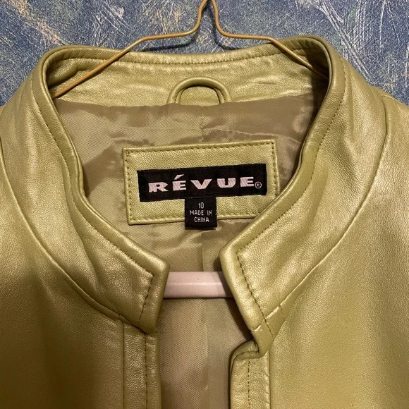 Revue Green Leather Jacket 10 - Picture 6 of 9